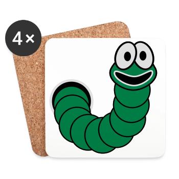 Wurm aus dem Loch Motiv - Untersetzer (4er-Set) - Weiß - Vorne