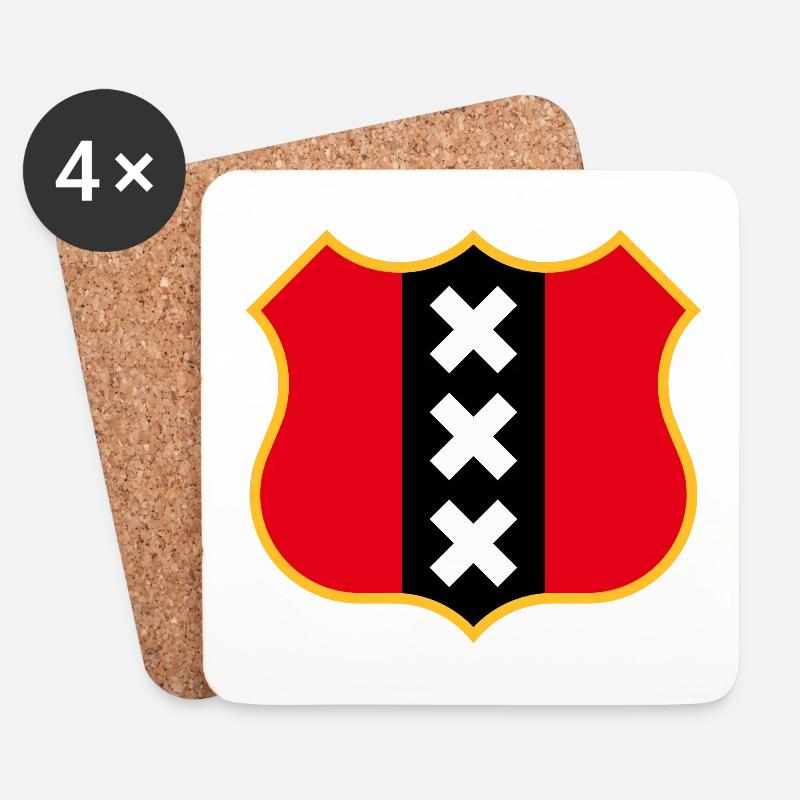 Amsterdam – Wappen - Untersetzer (4er-Set) - Weiß