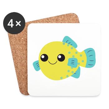 Kugelfisch, süßer niedlicher Fisch, Ozean, - Untersetzer (4er-Set) - Weiß - Vorne