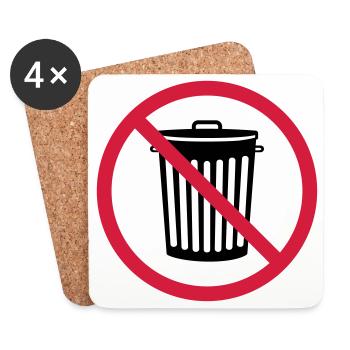 verboten schild zone keine tonne muelltonne muelle - Untersetzer (4er-Set) - Weiß - Vorne