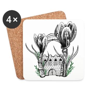 Garden Flower Castle - Dessous de verre (lot de 4) - blanc - Devant