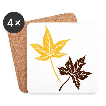 Automne, feuilles, automne, feuilles - Dessous de verre (lot de 4) - blanc - Devant