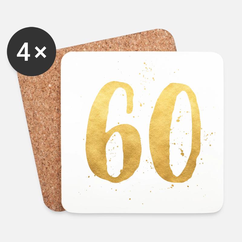 60 gold runder Geburtstag sechzig Geschenk Zahl - Untersetzer (4er-Set) - Weiß