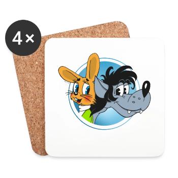 Hare and Wolf - Friends Nu, pogodi! Ну, погоди! - Coasters (set of 4) - white - Front