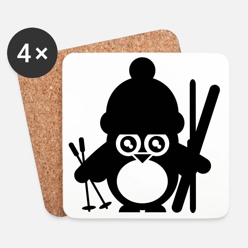 wintersport humor pinguin - Untersetzer (4er-Set) - Weiß