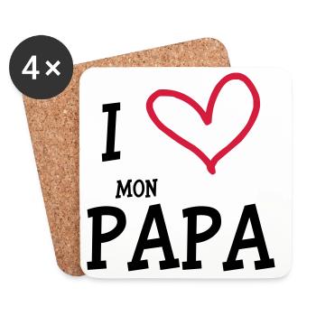 I Love mon Papa - Dessous de verre (lot de 4) - blanc - Devant
