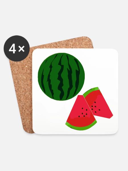Wassermelonen, Früchtekunst - Untersetzer (4er-Set) - Weiß