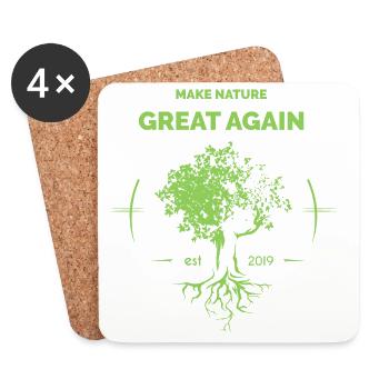 Make Nature Great Again Climate Protection Nature Arbres - Dessous de verre (lot de 4) - blanc - Devant