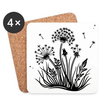 Löwenzahn, Pusteblume, dandelion - Untersetzer (4er-Set) - Weiß - Vorne