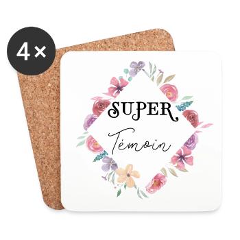 Super Témoin - Dessous de verre (lot de 4) - blanc - Devant