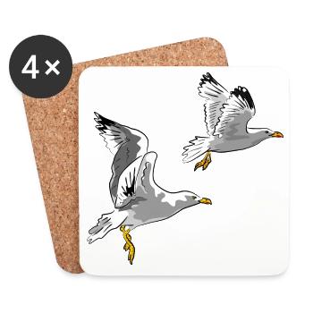 Les mouettes en vol - Dessous de verre (lot de 4) - blanc - Devant