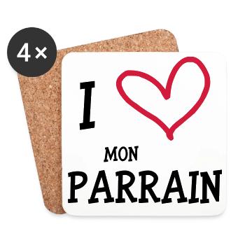 I Love Mon Parrain - Dessous de verre (lot de 4) - blanc - Devant