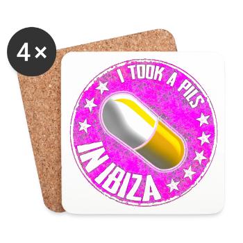 Humorous pill affirmation in retro style - Coasters (set of 4) - white - Front