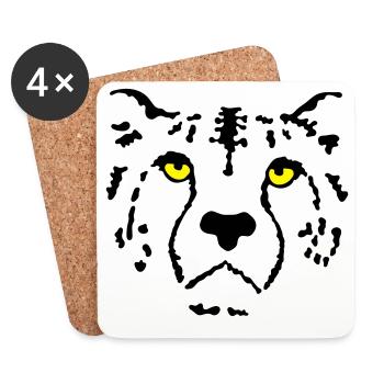 cheetah - Coasters (set of 4) - white - Front