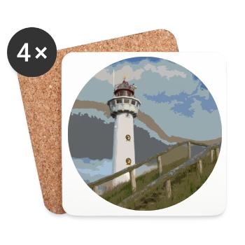 leuchtturm seefahrt küste - Untersetzer (4er-Set) - Weiß - Vorne