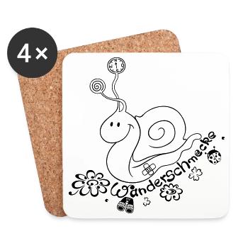 Wandern, Schnecke, hiking, snail - Untersetzer (4er-Set) - Weiß - Vorne