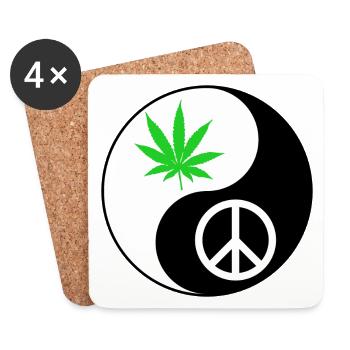 Conception de la feuille de paix YinYang - Dessous de verre (lot de 4) - blanc - Devant