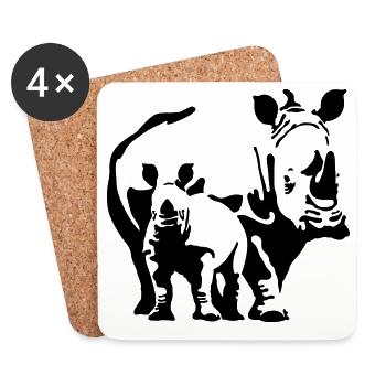 rhinocéros - Dessous de verre (lot de 4) - blanc - Devant