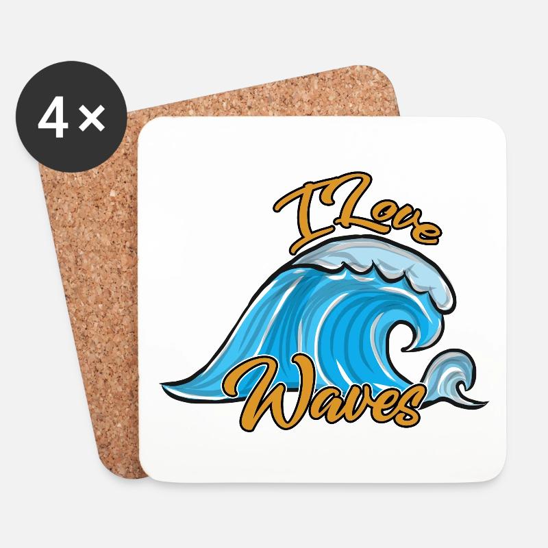 Wellenreiten Surfen - Untersetzer (4er-Set) - Weiß