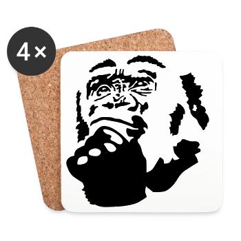 singe - Dessous de verre (lot de 4) - blanc - Devant