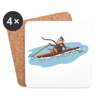Einer Ruderer Affe Geschenk Idee - Untersetzer (4er-Set) - Weiß - Vorne