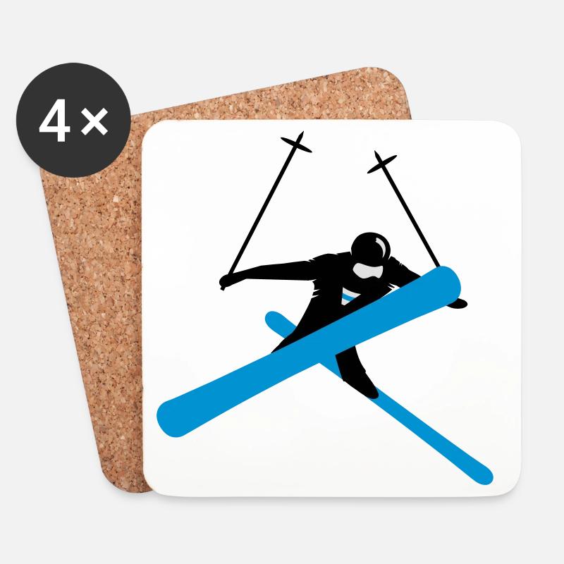 Freestyle-Skiing - Untersetzer (4er-Set) - Weiß