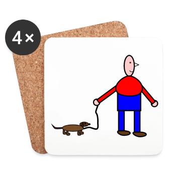 Humorous animal and human drawing - Coasters (set of 4) - white - Front