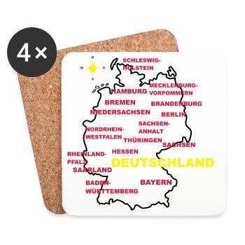 deutschland land karte - Untersetzer (4er-Set) - Weiß - Vorne