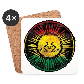 Rastafari Heart and Sun Design - Coasters (set of 4) - white - Front