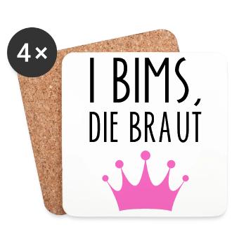 I Bims Braut Lustiger Spruch Ehefrau Junggesellin - Untersetzer (4er-Set) - Weiß - Vorne