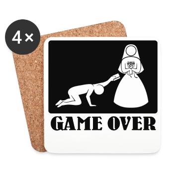 Game Over Hochzeit Heiraten Ehe Lustig Scherz - Untersetzer (4er-Set) - Weiß - Vorne