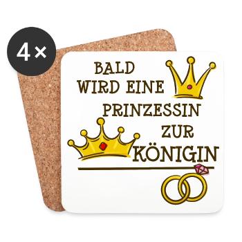 Junggesellin Hochzeit Heirat Polterabend Party - Untersetzer (4er-Set) - Weiß - Vorne