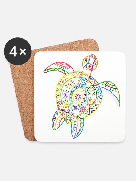 Schildkröte Vintage Hawaiian Tribal Sea Turtle - Untersetzer (4er-Set) - Weiß