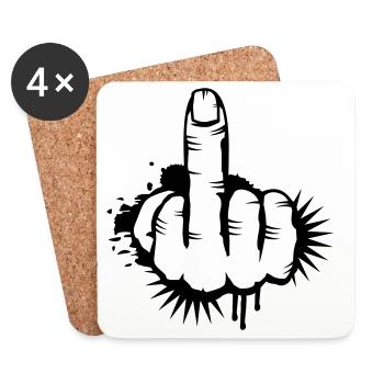 Le doigt d'honneur graffiti - Dessous de verre (lot de 4) - blanc - Devant