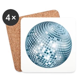 Disco Ball / Mirror Ball Glitter (Silver, PNG) - Coasters (set of 4) - white - Front