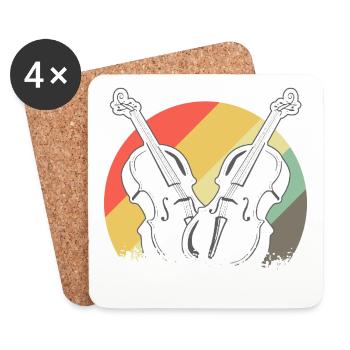 Violoncelle - Dessous de verre (lot de 4) - blanc - Devant