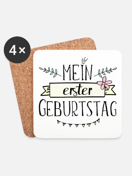 1. Geburtstag, erster, eins, Birthday Girl - Untersetzer (4er-Set) - Weiß