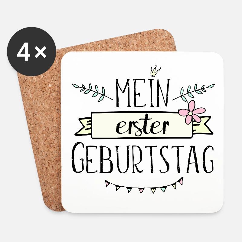 1. Geburtstag, erster, eins, Birthday Girl - Untersetzer (4er-Set) - Weiß