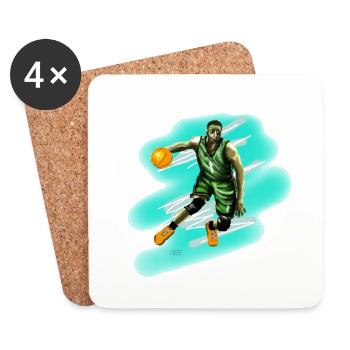joueur de basket-ball - Dessous de verre (lot de 4) - blanc - Devant