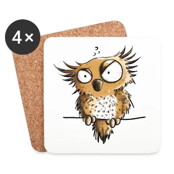 Mourning Owl I Owls Funmotiv I Kauz - Coasters (set of 4) - white - Front