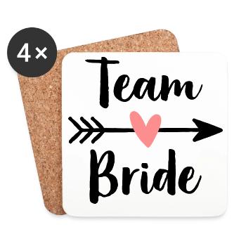 Team Bride heart cupid arrow hen party - Coasters (set of 4) - white - Front