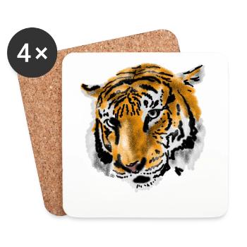 Tiger - Untersetzer (4er-Set) - Weiß - Vorne