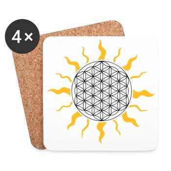 La fleur de la vie avec le soleil - Dessous de verre (lot de 4) - blanc - Devant