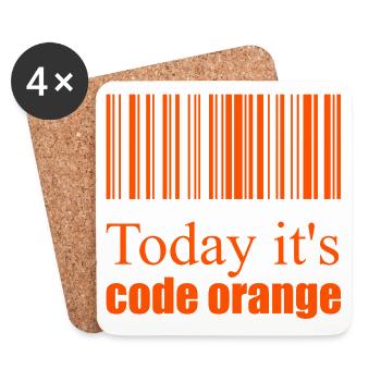 Code orange - Dessous de verre (lot de 4) - blanc - Devant