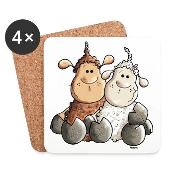 Funny Love Sheep - Coasters (set of 4) - white - Front