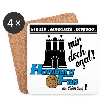Hamburg , Tradition , Fußball , Fan Leben (25) - Untersetzer (4er-Set) - Weiß - Vorne