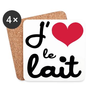 J'aime le lait - Bébé - Dessous de verre (lot de 4) - blanc - Devant