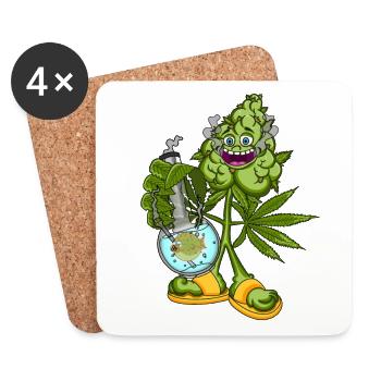 THC Male Cannabis Marijuana CBD - Coasters (set of 4) - white - Front