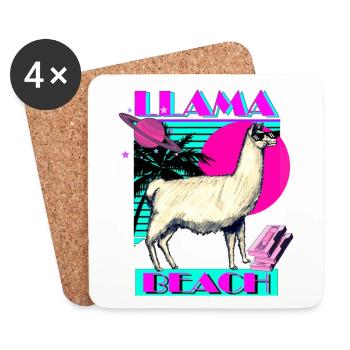 Llama Beach - Untersetzer (4er-Set) - Weiß - Vorne