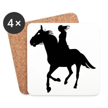 Chevaux, cheval, équitation, cheval, poney, - Dessous de verre (lot de 4) - blanc - Devant